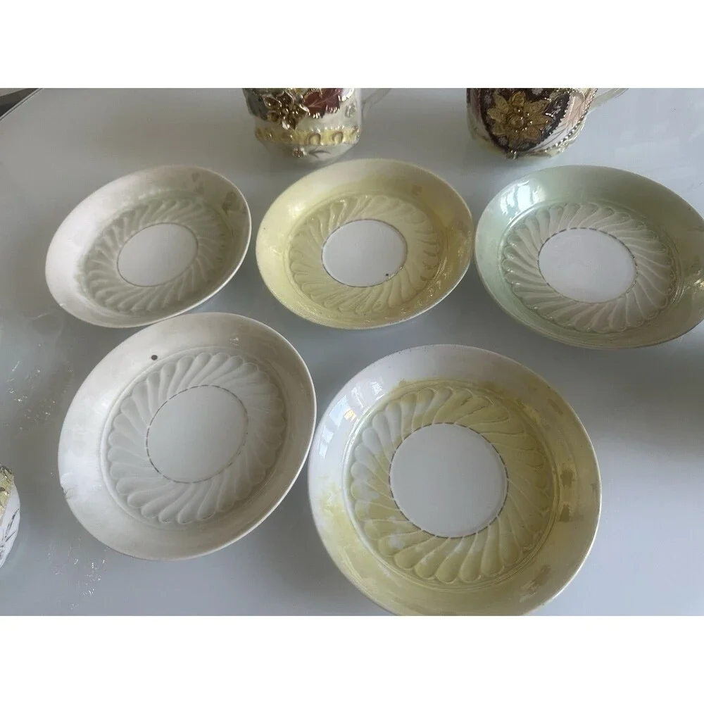Unmarked Porcelain Floral Gold Trim 5 Cup & Saucer Sets Germany MPN 28